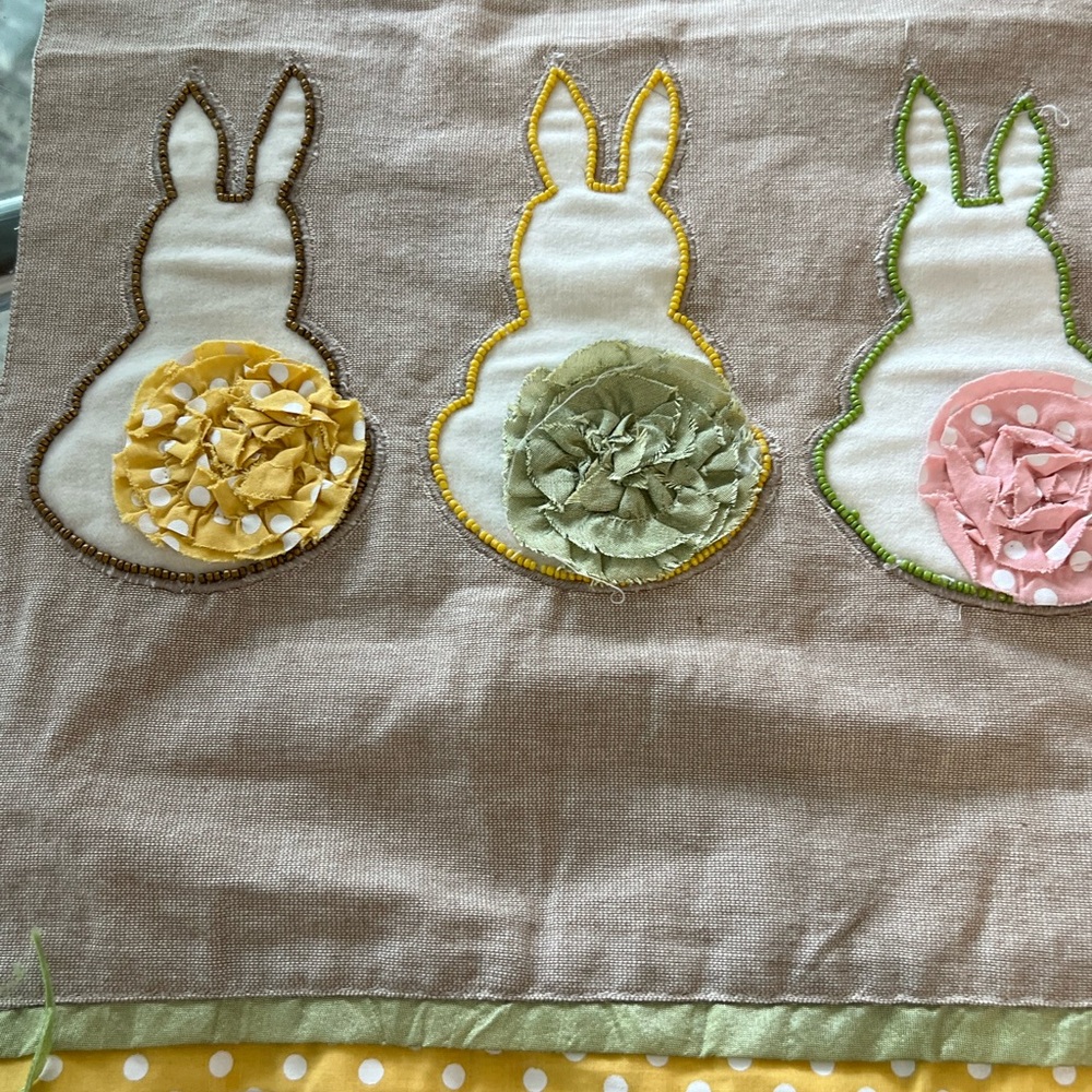 Pier One Imports table run runner cute little bunnies